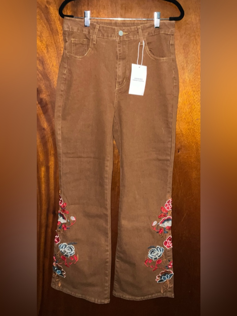 Embroidered Brown Women's Jeans